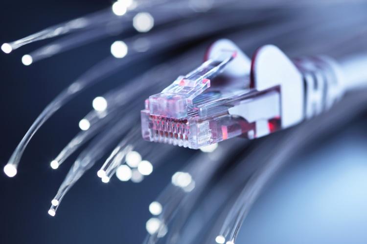 Nahaufnahme von Glasfasern