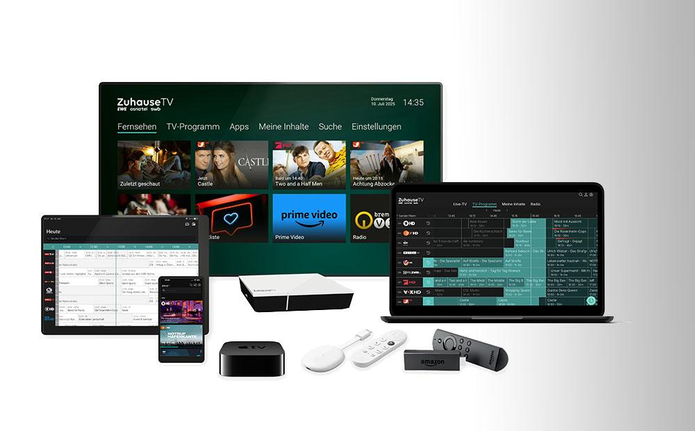 Darstellung von Geräten auf denen ZuhauseTV nutzbar ist